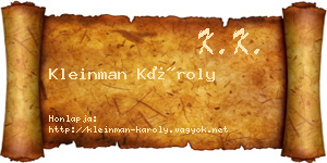 Kleinman Károly névjegykártya
